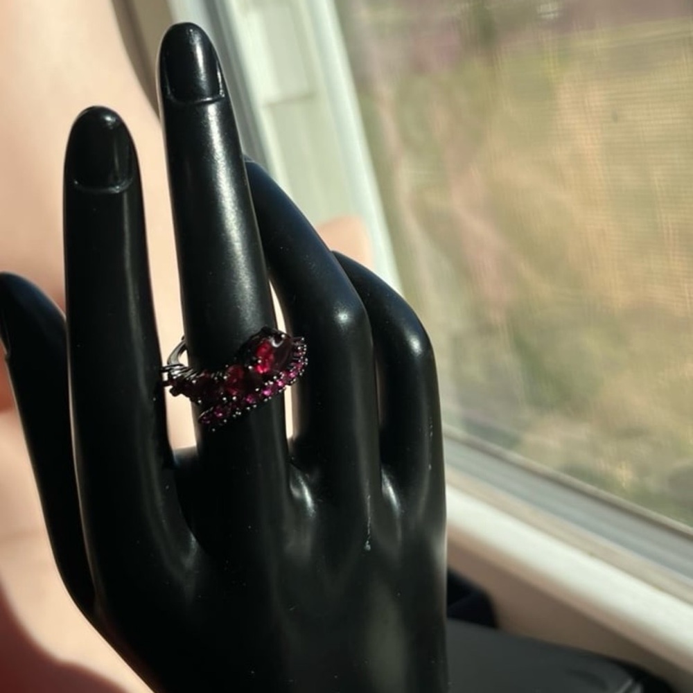 Hematite Finish Swarovski Elements Ruby Wine Red … - image 3